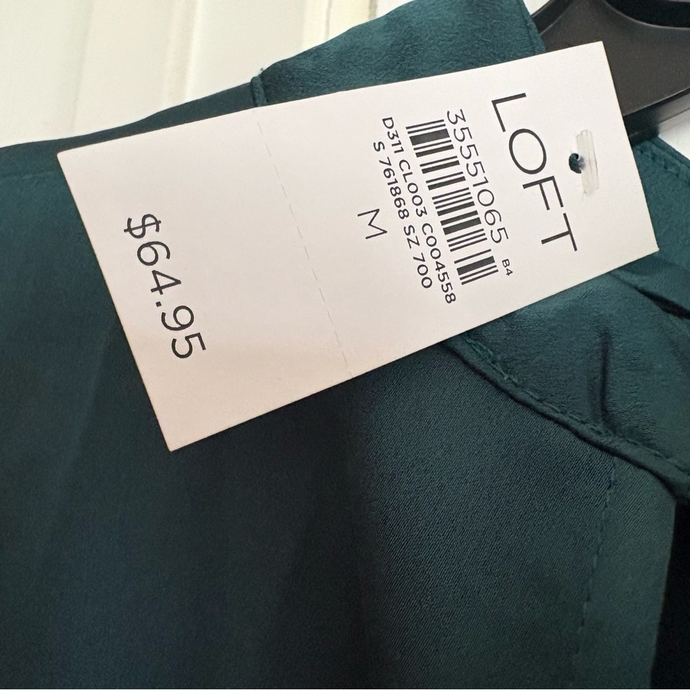 LOFT Teal Bow Blouse & Teal/Black Houndstooth Skirt Set - Picture 3 of 6